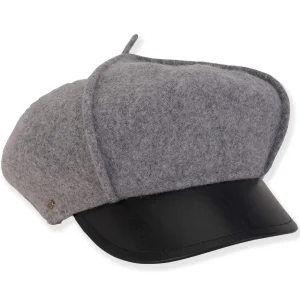 Hazel | Women's Soft Wool Newsboy Faux Leather Brim | AD1614