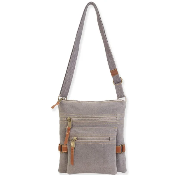 Stonewashed Crossbody Genuine Leather Trim | SNS6324