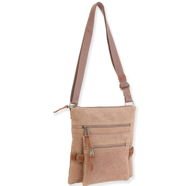 Stonewashed Crossbody Genuine Leather Trim | SNS6324
