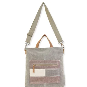 Up-Cycled Canvas | Dhurry Variant Fabrics | Crossbody Genuine Leather Trim | UC176