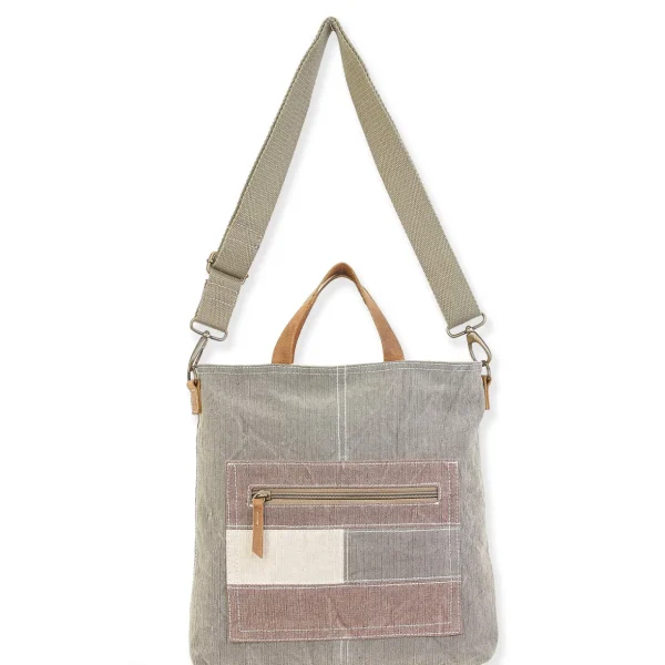 Up-Cycled Canvas | Dhurry Variant Fabrics | Crossbody Genuine Leather Trim | UC176