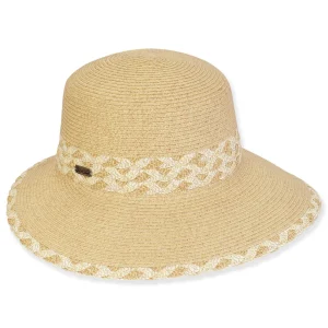 Women's Beige, Paperbraid Tapered, Brim 3.5"-2" | Sun N Sand | HH3234 B