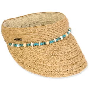Women's Beige, Paperbraid Visor, Brim 3.25" | Sun N Sand | HH3405 B