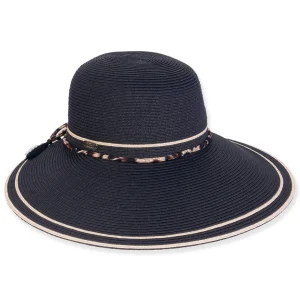 Women's Black, Paperbraid Tapered, Brim 5"-3.25" | Sun N Sand | HH3232 B