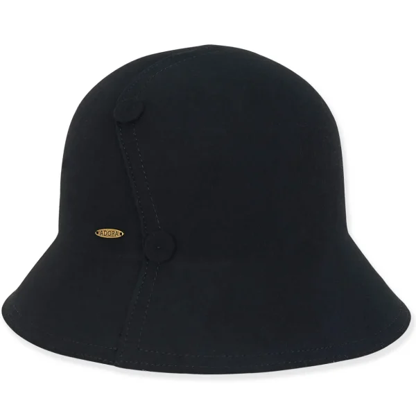 Women&#x27;s Wool Felt Cloche Self Color Button Trim | AD1411