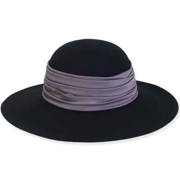 Women&#x27;s Wool Felt Floppy Satin Trim | AD1535